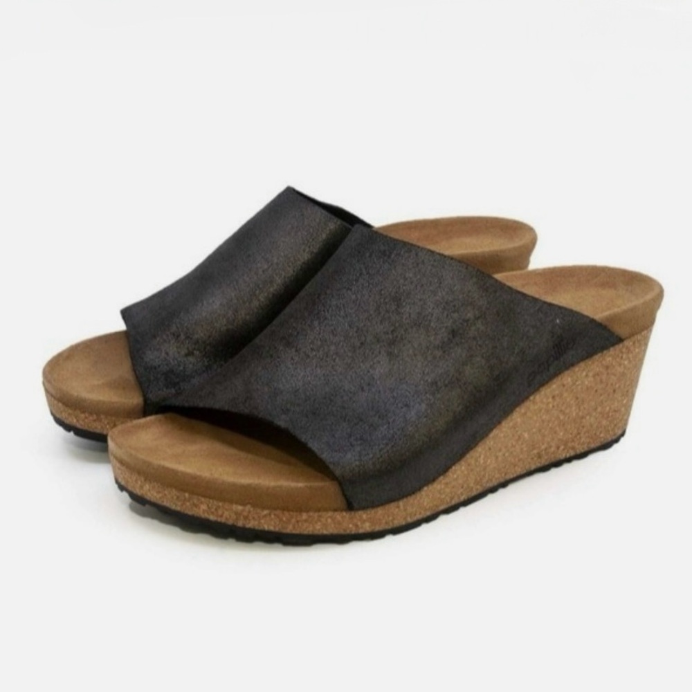 Birkenstock Papillio | Namica Suede Wedge Sandal In Black Size Eu 38 or US 7-7.5